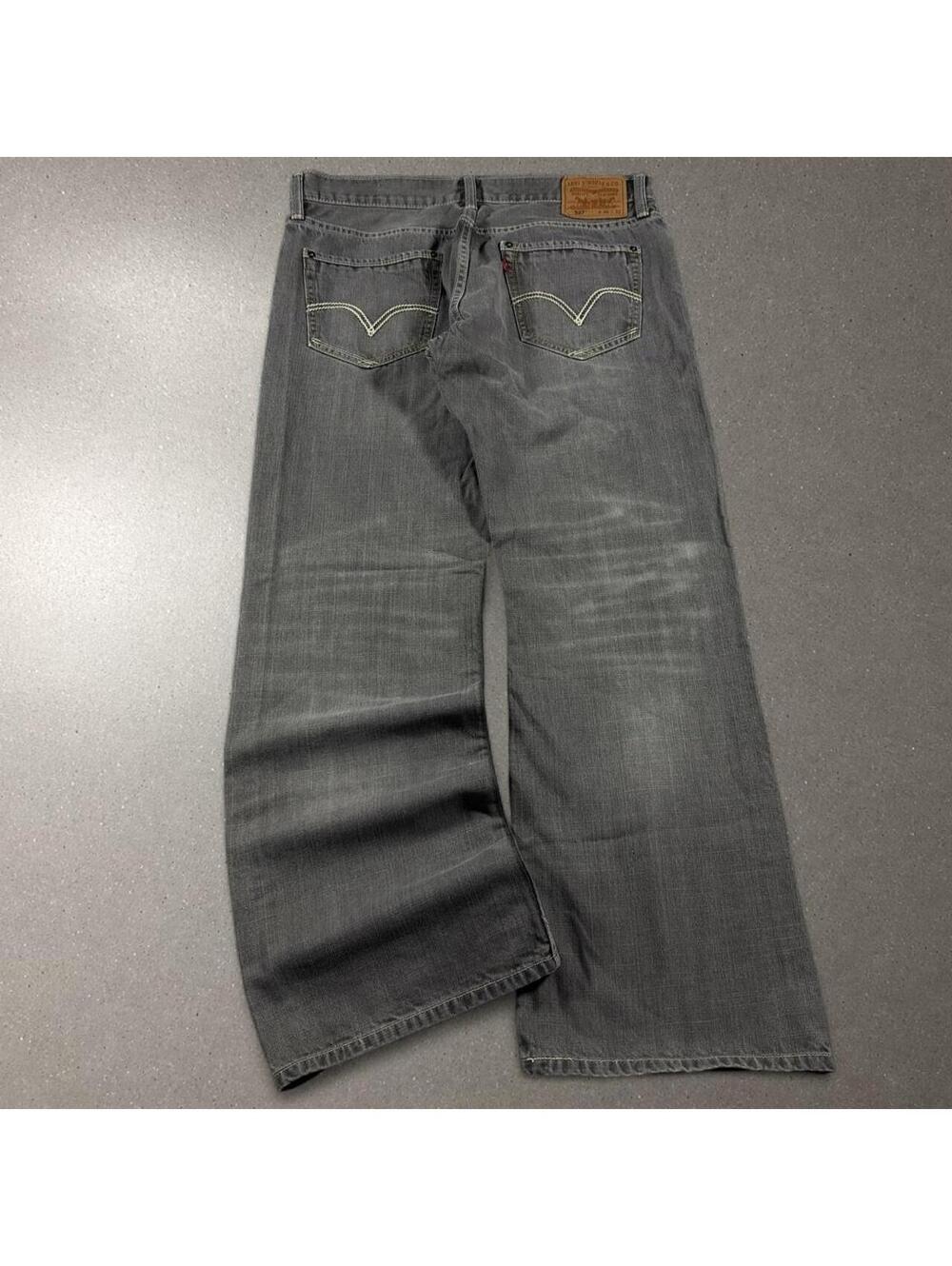 Vintage Y2K grunge Levi’s 527 gray baggy bootcut jeans - fits 36x31! - Picture 2 of 6